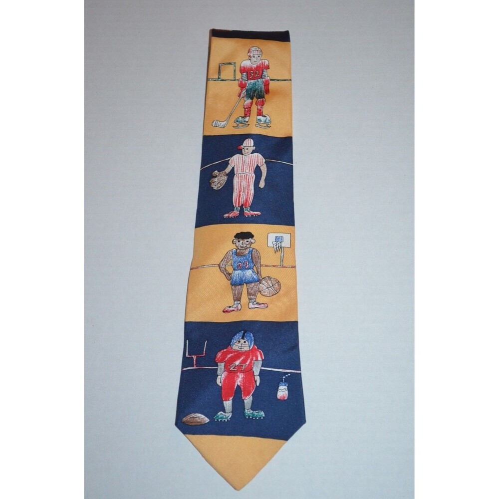 Save the Children Silk Neck Tie  My Favorite Sports Baseball Football Hockey